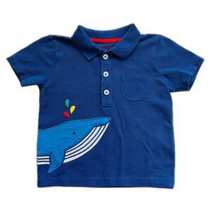 Mini Boden Applique Polo Shirt Navy Whale Size 18-24 months